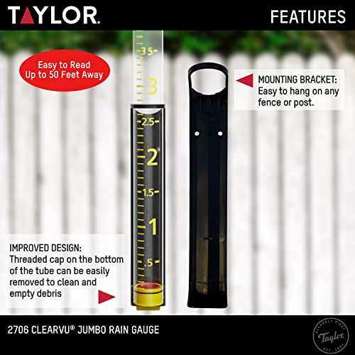 Taylor 5 Inch Capacity Jumbo Rain Gauge, Yellow #TOP3