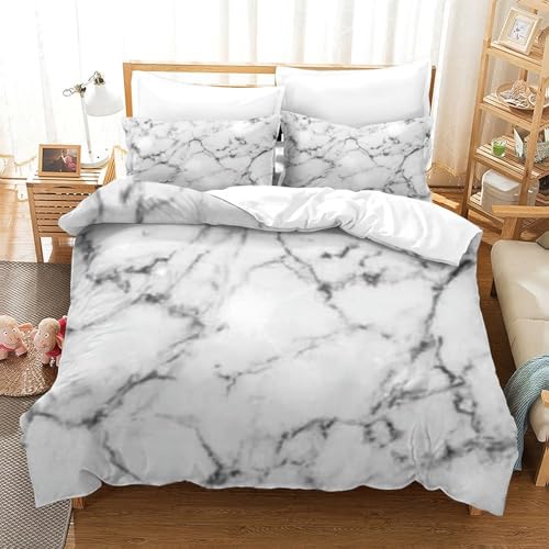 Housse de couette marbre 3D résistante lavable fermeture éclair double