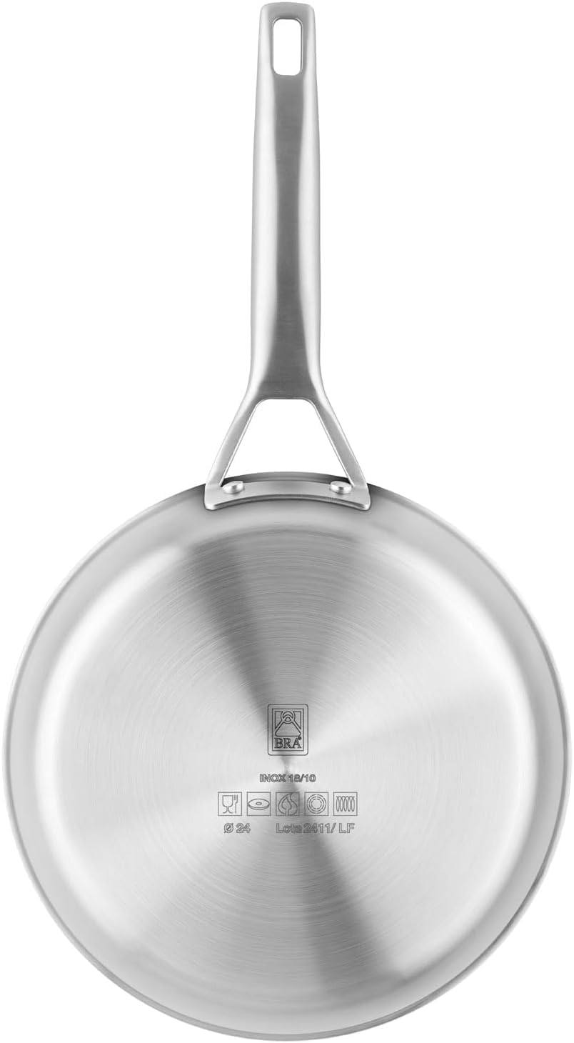 BRA Hybrid Cell | Sartén 26 cm, Acero Inoxidable con Antiadherente Cerámico, sin PFAS, Hybrid Technology con Celdas de Acero Inoxidable, Apto para todo tipo de Cocinas, Incluida Inducción