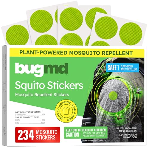 BugMD Squito Stickers Mosquito Repellent Patch for Adults (234 Stickers) Safe & Effective Insect Repellent Patches for Toddlers Kids Camping Beach & Outdoor Essentials