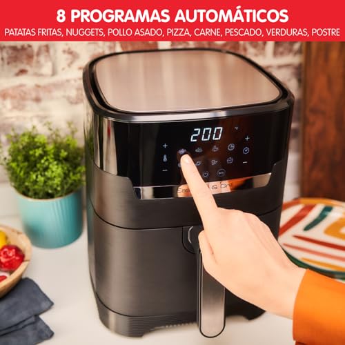Moulinex Easy Fry & Grill 4,2L, Freidora de Aire 2 en 1 para Freír o a la Parrilla, Pantalla Digital Táctil, 8 Programas para Comidas Sanas, App 125 recetas, Negro, hasta 6 personas, EZ5058 - imagen 6
