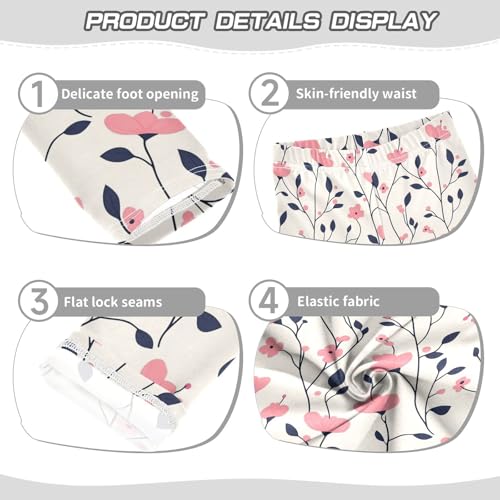 KLL Pink Floral Plant Small Fresh Background Toddler Girls' Basic Leggings Casual Full Length Athleisure Pants Sports3