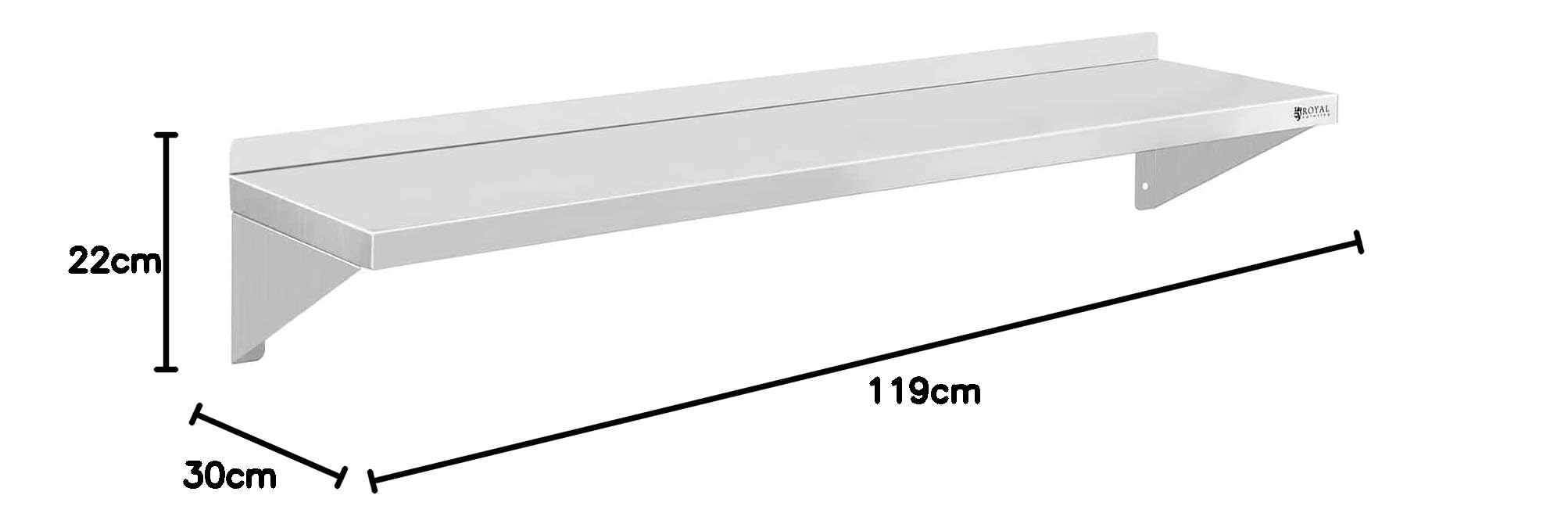 Royal Catering - RCWR-120 - Mensola in acciaio inox - 120 x 30 cm