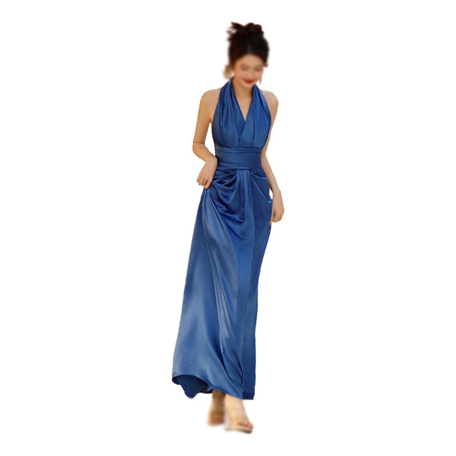 Amazon.com: PNAWLLCF Chinese Morning Gown Ladies Toasting Engagement Dress  Hanging Neck Dress for Birthday Dinner(X-Large) : Everything Else
