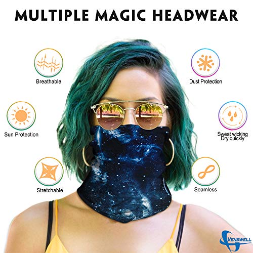 Image of Venswell Neck Gaiter Face Mask Men Women,Seamless Bandana Rave Face Cover Scarf Mask,Balaclava,Headband, Head Wrap,Headwear