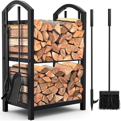 Amagabeli Heavy Duty Log Rack with Tools Cover