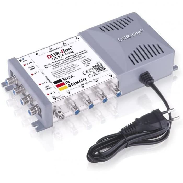 Sat Anlage 8 Teilnehmer | Komplettset - Fuba DAA 780 A Satellitenschüssel 80cm Alu anthrazit + DUR-line Quattro LNB + DUR-line MS 5/8 G-HQ Sat Multischalter 8 Teilnehmer (DVB-S2, HDTV, UHD 4K/8K)