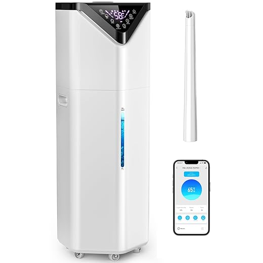 5Gal Smart Humidifier Large Room up to 2800ft², 1000mL/h, APP & Remote Control, 180° Auto Rotating Nozzle, 24H Timer, 60H Supersized Cool Mist Humidifiers for Whole House Home Bedroom Office Plants