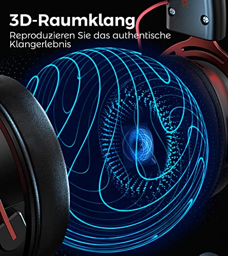 Gaming Headset mit Mikrofon, 7.1 Surround Sound PC Gaming-Headset für PS4, Kopfhörer Mikrofon 360°Noise Cancelling, Gamer Headset, Over-Ear Headphones PS5, Xbox One, Switch, Laptop, Schwarz - Image 3
