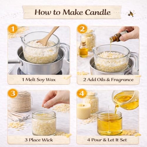Image of Asian Hobby Crafts Candle Making Set with 50 Wicks 5 inch Inch, 40 Wick Stickers & 10 Wooden Wick Holders - DIY Candle Making Kit for Beginners, Candle Making Materials, Craft Kit for Homemade Candles
