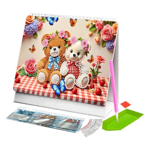Calendario familiar 2027 de manualidades infantiles con brillantes de imitación para pared