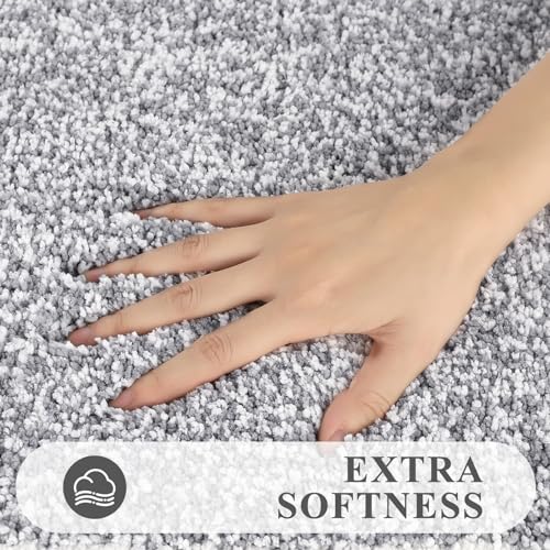 Pauwer Bathroom Rug Sets - 3 Piece Shower Mats with U-Shaped Contour Toilet Mat, Absorbent Microfiber Plush Bath Mats, Non Slip, Machine Washable Shaggy Floor Mats