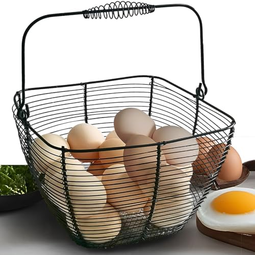 Black Square Wire Egg Basket For Fresh Egg with Handle