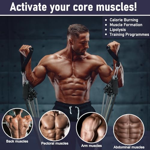 Gomas Elasticas Musculacion, Elasticos Fitness Musculacion con 5 Diferentes Niveles Gomas Bandas Elasticas para Gimnasio en Casa Yoga, Gris - imagen 5