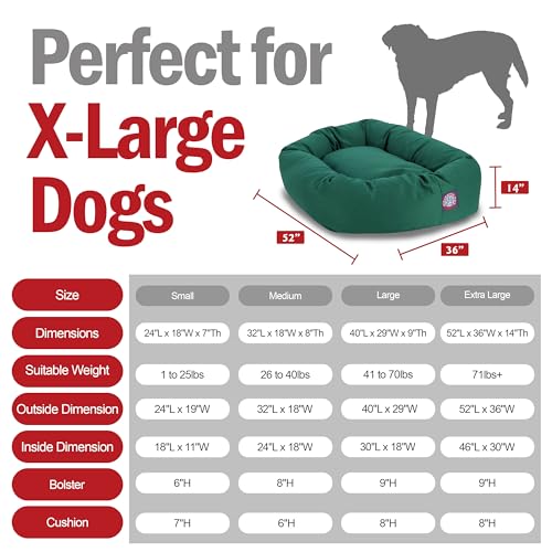 Image of Majestic Pet 52 Inch Bagel Calming Dog Bed Washable - Cozy Soft Round Dog Bed with Spine Support for Dogs to Rest their Head - Fluffy Donut Dog Bed 52x35x11 (Inch) - Round Pet Bed X-Large - Green