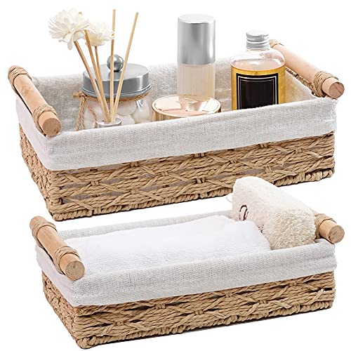 DUOER Round Paper Rope Storage Basket, Wicker...