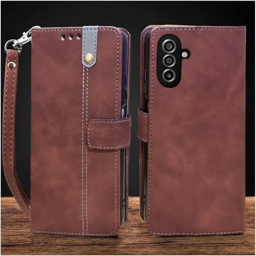 Image of Excelsior Flip Cover for Samsung Galaxy A17, F17 | Premium PU Leather | Full Protection (Coffee)