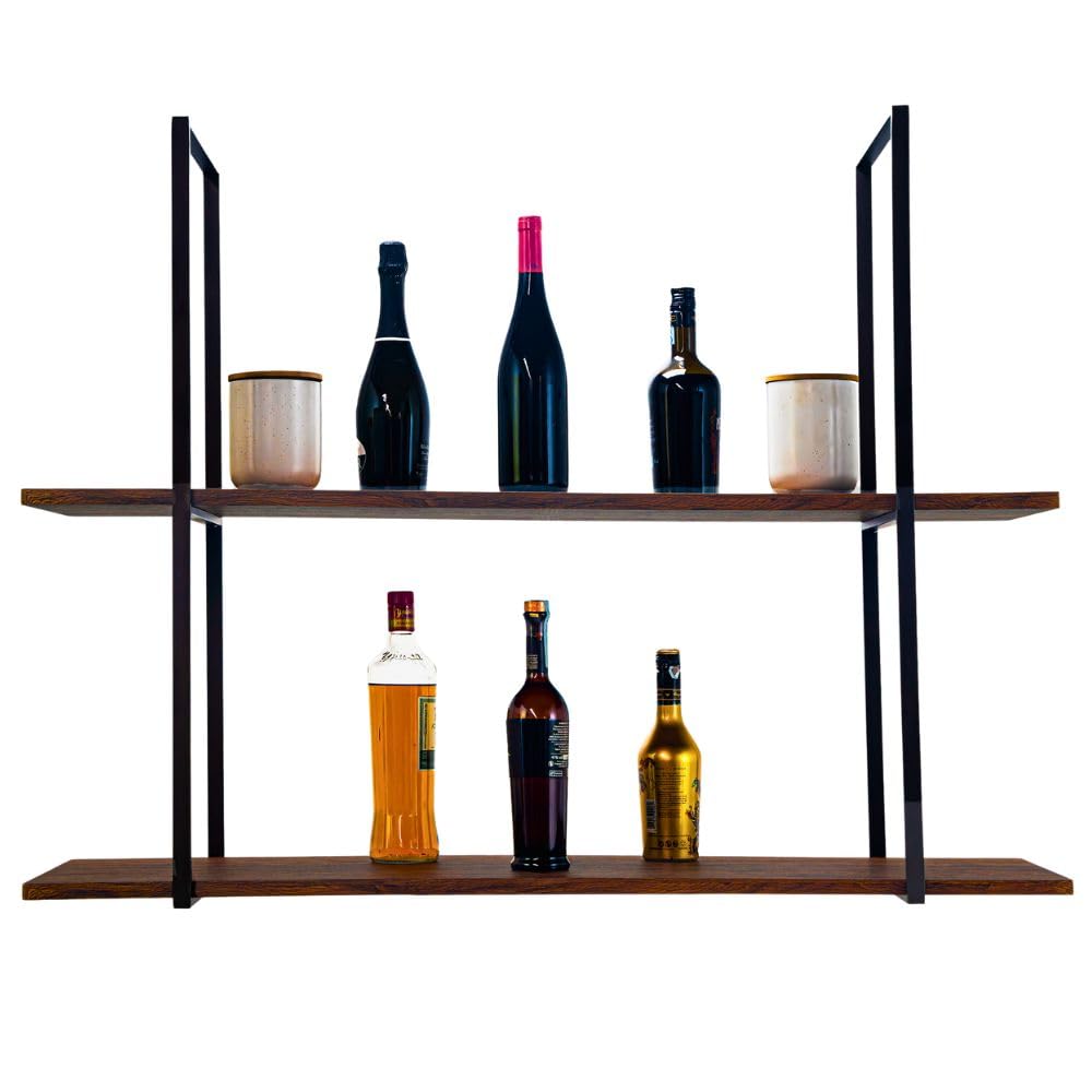 YELLOO - Etagere Cuisine Suspendu pour Rangement et Organisation de Cuisine, Etagere Murale de Plafond, Design Moderne Facile à Assembler Instructions Incluses (BAR SHELF) (Marron/Noix, 115 cm)