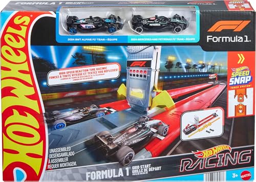 Hot Wheels Racing Formula 1 Grid Start Track Set & 2 Toy Cars - image 7