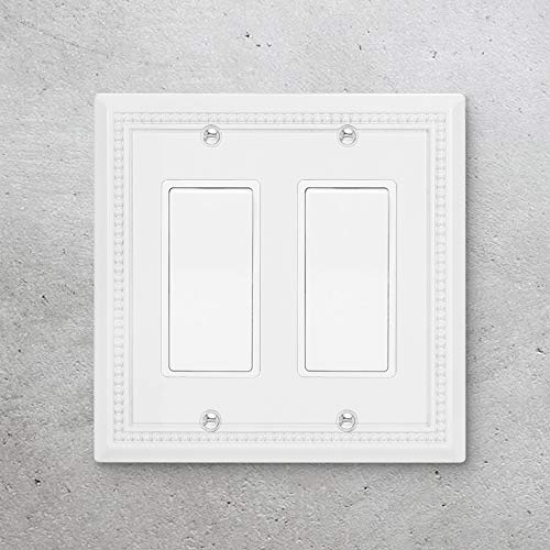 Image of Henne Bery Sunken Pearls Heavy Duty Decorative Wall Plate Switch Plate Outlet Cover (Double Decorator, White)