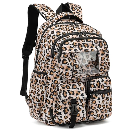Leopard Backpack for Girls Refrigerator Door School Bag for Kids Teen Women Casual Travel Daypacks