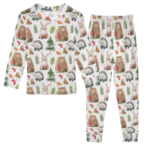 Nightclothes 2 Piece Set Woodland Animals Bears Footless Matching Fall Pajamas 18M