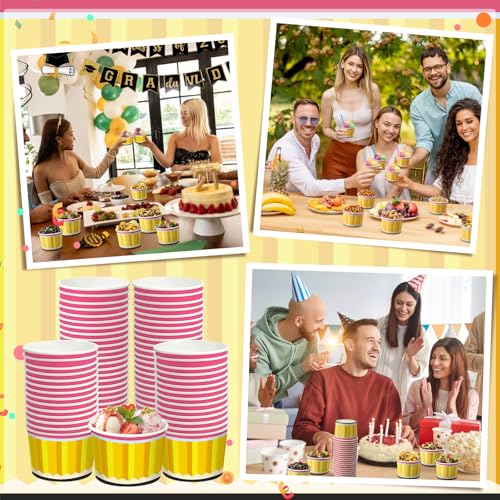 Image of Funnymoom 50 Pack Back to School Ice Cream Cups 9 oz Yellow Pencil Disposable Dessert Bowls Teacher First Day of School Paper Soup Bowls Snack Cups for Preschool Kindergarten Graduation Party Supplies