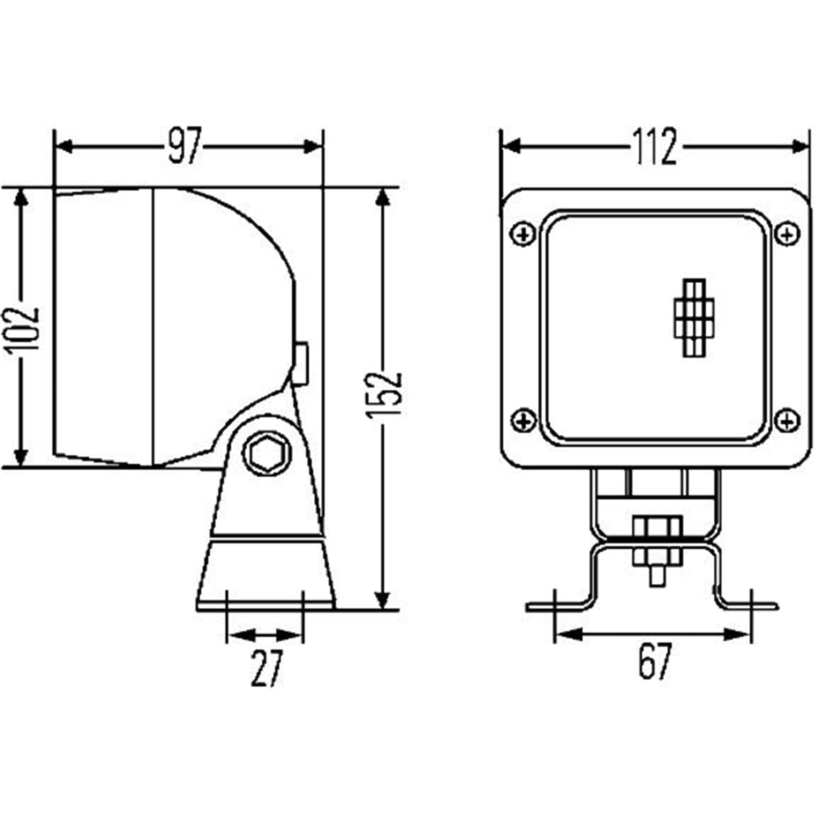 HELLA 1GA 007 506-011 Halógena-Faro de trabajo - Ultra Beam - 24/12V - montaje exterior/Conexión roscada - Sujeción de 4 puntos - Iluminación campo cercano - Conector: AMP