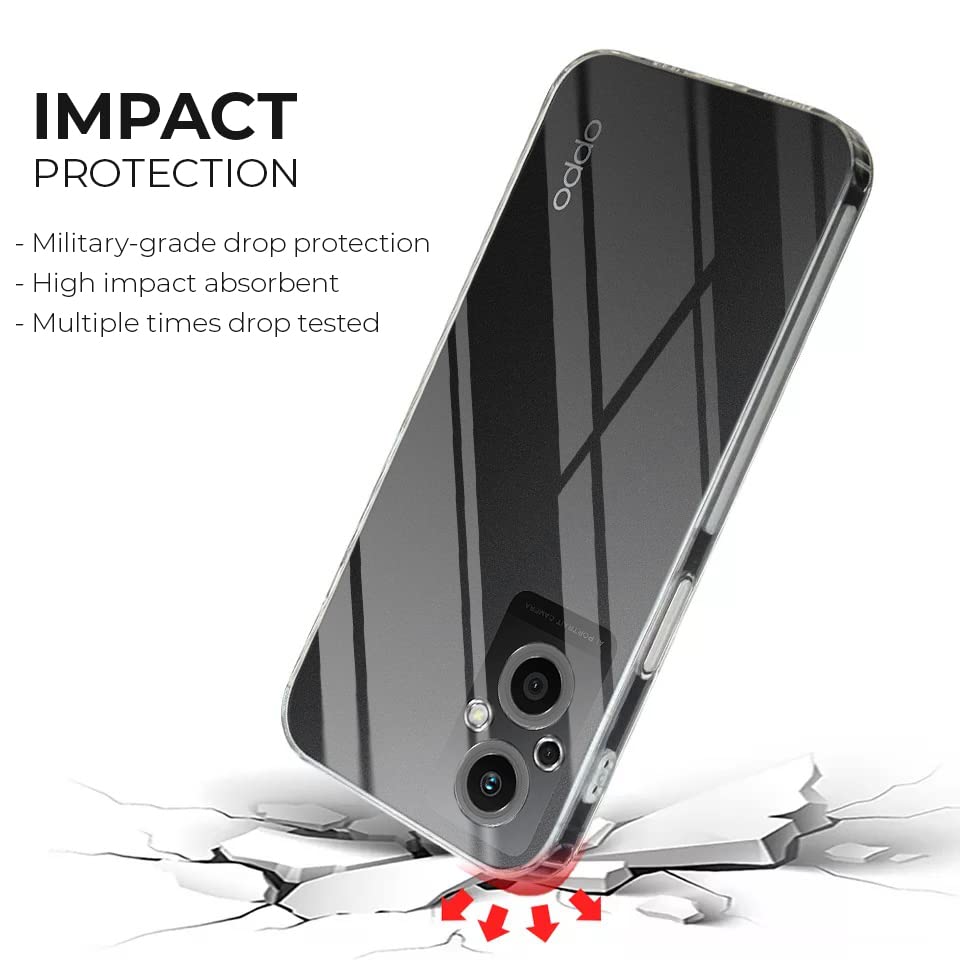 Image of Jkobi Back Cover Case for Oppo F21 Pro 5G (Silicone Crystal Clear | Pure Camera Protection | Soft and Flexible for Charger and Headphone sockets | Shockproof Bumpers | Transparent)
