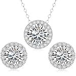 Moissanite Necklace and Earrings Set for Women/Men Crystal Gold/Silver Jewelry Prom Accessories Anniversary Birthday Party Moissanite Jewelry Set Gifts