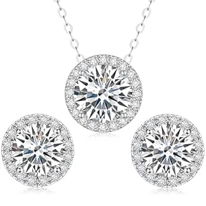 Moissanite Necklace and Earrings Set for Women/Men Crystal Gold/Silver Jewelry Prom Accessories Anniversary Birthday Party Moissanite Jewelry Set Gifts