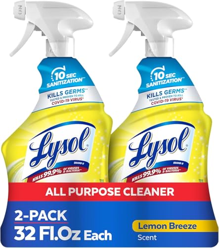 Lysol All Purpose Cleaner Spray, Multi-Purpose Disinfecting Spray, Kitchen & Bathroom Cleaner, Lemon Breeze Scent, 32 Fl Oz (Pack of 2)