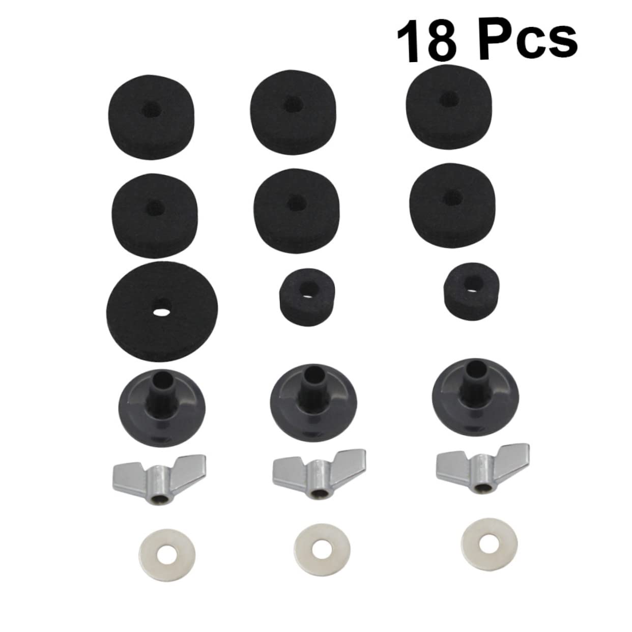 TOYANDONA 54piezas Accesorios De Batería De Percusión Almohadillas De Platillo Arandelas Tubos y Base Para Soportes De Platillos