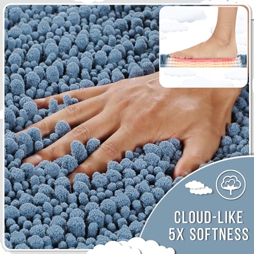 Image of Yimobra Bathroom Rugs Sets 2 Piece, Super Absorbent Bath Mat Set,Denim Blue