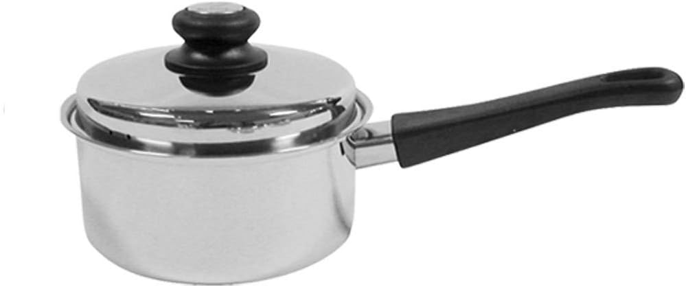 Tuxton Home Reno 1 Quart Covered Saucepan; Stainless Steel, PFTE & PFOA Free, Freezer to Oven Safe, Induction Compatible