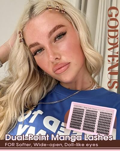 Image of Wispy Manga Lash Clusters Natural Eyelash Clusters Fairy Cluster Eyelash Extensions Anime Individual Lashes C Curl Lash Extension Waterproof DIY Eye Lashes Cluster