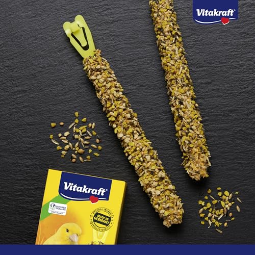 Vitakraft Kräcker, Knabberstangen für Kanarienvögel, mit Ei und Grassamen, mit Vitaminen und Mineralien, für langes Knabbervergnügen, ohne Zusatz von Zucker (10x 54g)