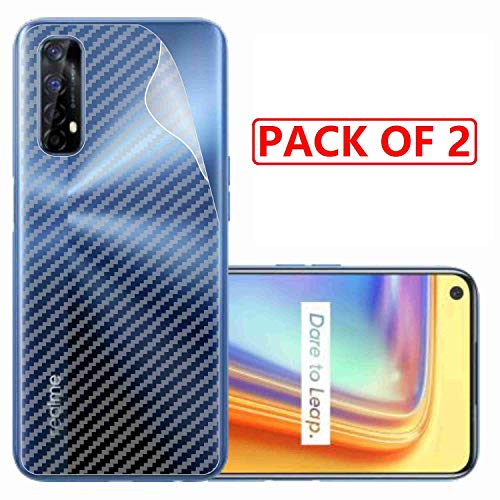 Image of Compatible with (Pack of 2) Oppo Realme 7 Back Screen Protective Film Carbon Fiber Skin Transparent Screen Guard Sticker