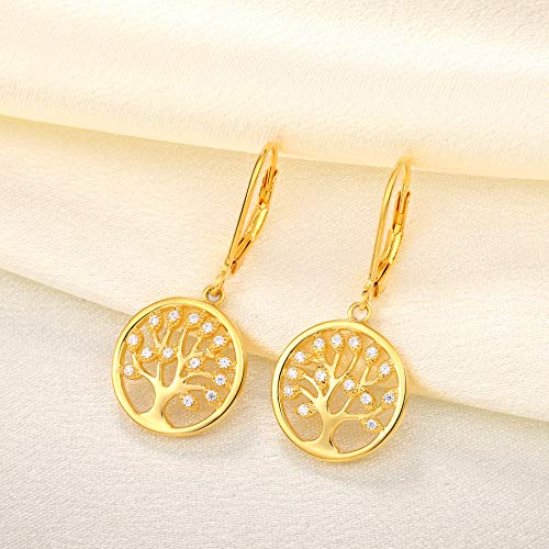 JO WISDOM 925 Sterling Silver Cubic Zirconia Tree of Life Earrings4