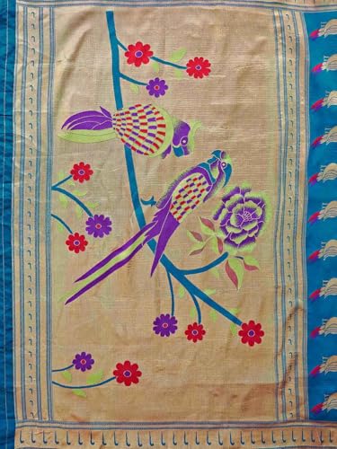 Image of SIRIL Women's Silk Weaving Paithani Saree with Unstitched Blouse Piece