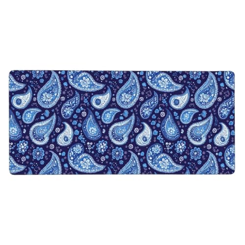 Grand tapis de souris de jeu cachemire bleu 40x90 cm pour bureau gamer et PC portable