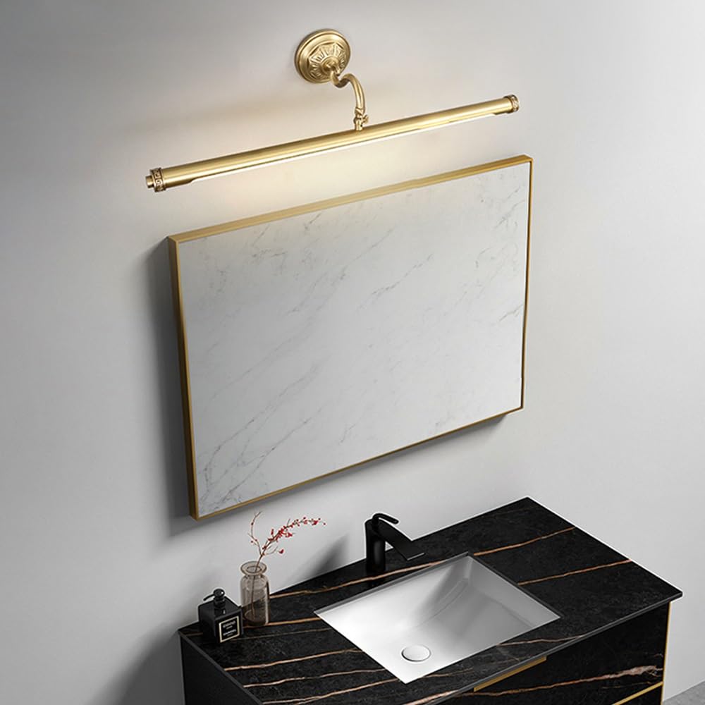 Lámpara De Tocador De Cobre Luces De Espejo De Baño Con Pantalla De Lámpara De PC Luces De Imagen Ajustables Apliques De Pared For Sala De Estar Vestidor Iluminación De Baño Sala De Exposiciones(71cm)