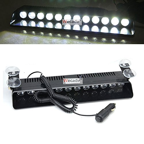 Wecade 12w 12 Leds Car Truck Emergency Strobe Flash Light Windshield Warning Light (White)