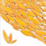 500g/Set Blütenblatt Mosaik Fliesen Blatt Blütenblatt Keramik Fliesen zum Basteln, DIY Mosaik Herstellung Steine für DIY Herstellung, Handwerk, Hobby, Kunst und Wanddekoration (Orange)