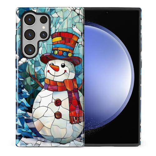 TAMEFOX Case for Samsung Galaxy S24 Ultra,Anti Drop Scratch Frosted Protective Cover Case for Women Girl-Gorgeous Winter Christmas Snowman - image 1