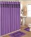 4 Piece Bath Rug Set / 3 Piece Purple Zebra Bathroom Rugs with Fabric Shower Curtain and Matching Mat/rings