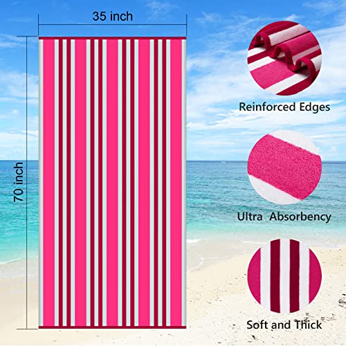 Teqqo Luxury Oversized Beach Towel - Extra Large 35 X 70Inch Thick Pool Towel, Quick Dry Cotton Big Swimming Towel, Red Striped Soft Cabana Towels For Adults/Women/Men/Teens/Boys/Girls #TOP2