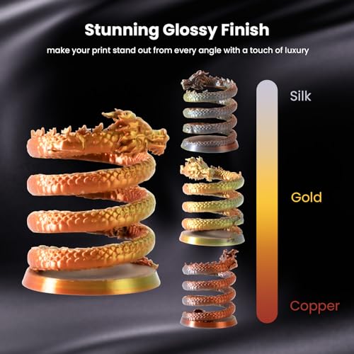 Image of Tri Color Silk PLA Filament 1.75mm Gold Silver Copper 1KG, Shiny High Gloss Finish, Seamless Color Transition, Neatly Wound, Accuracy + /-0.02mm Vacuum Packaging