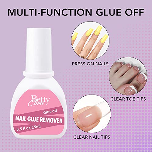 Nail Glue Remover Glue Off For False Nails, Bettycora Press On Nails Glue Remover Fake Nail Adhesives Remover Nail Glue Debonder Nail Tips Remover 15Ml 1Pcs #TOP2