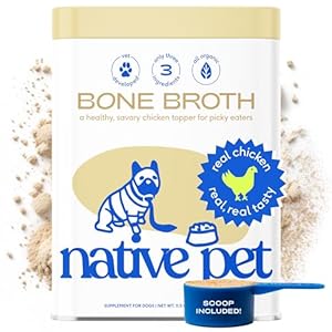Native Pet Bone Broth for Dogs and Cats –Dog Bone Broth Powder, a Dog Food Topper for Picky Eaters –Cat Broth & Dog Broth – Dog Gravy Topper for Dry Food –Chicken Broth for Dogs & Cats –11.5 oz